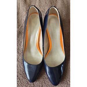 EITENNE AIGNER "Terra" Navy Blue Patent Leather High Heels Size 7.5M  ~~~EUC~~~